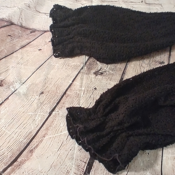 Madewell Textured Black Eyelet Mix Ruffle Longsleeve Top XXL - Picture 15 of 15